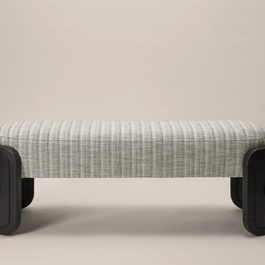 Vesuvio Bench by Le Berre Vevaud, Schumacher Rustico Raffia