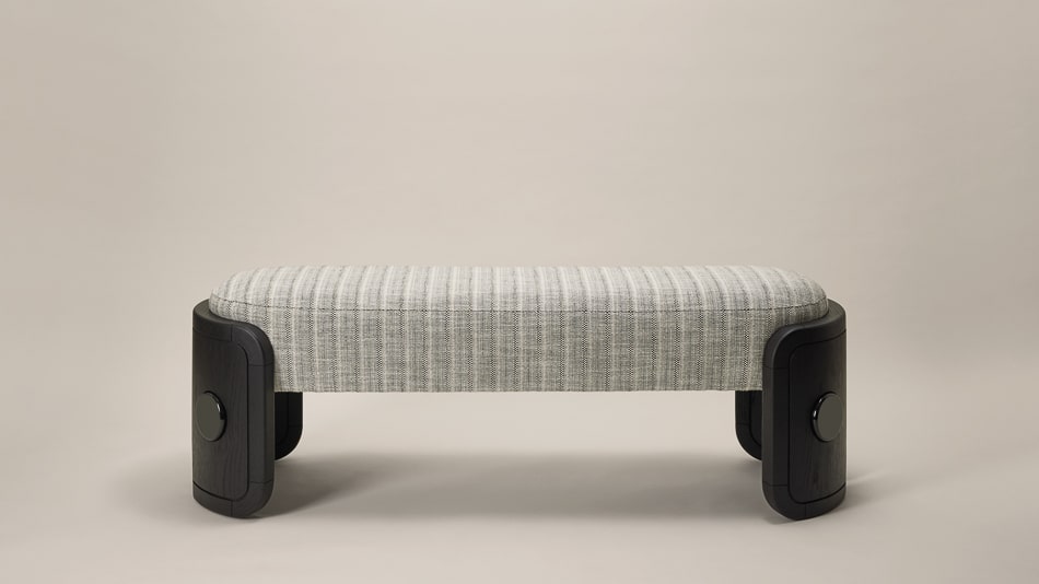 Vesuvio Bench by Le Berre Vevaud, Schumacher Rustico Raffia