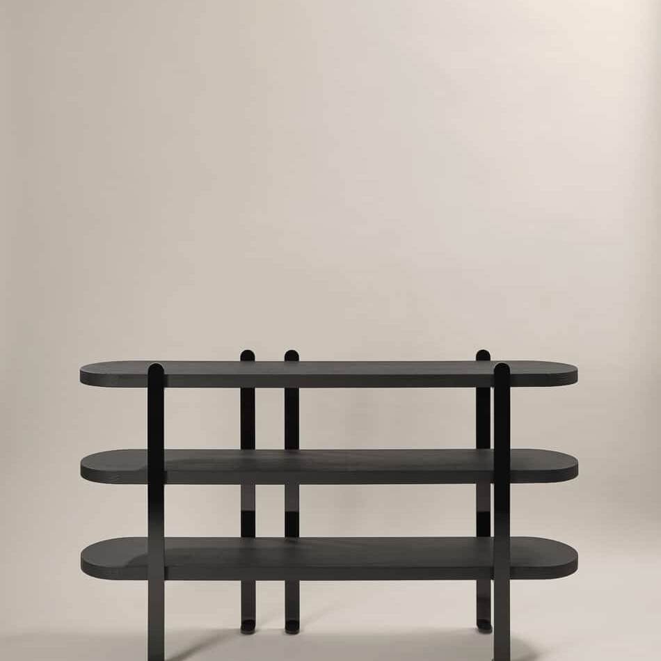 Salima Console by Le Berre Vevaud, stained oak or pine top