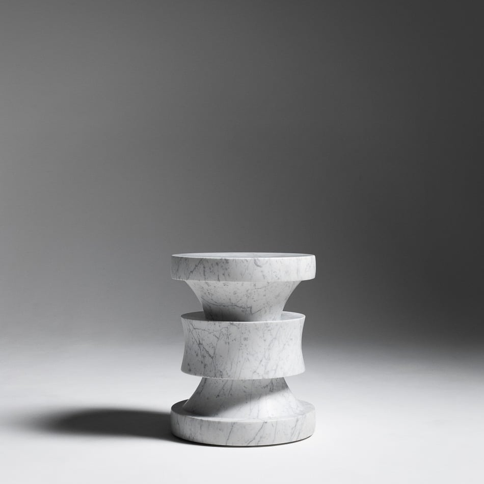 Barth Stool by Le Berre Vevaud, Carrara white marble
