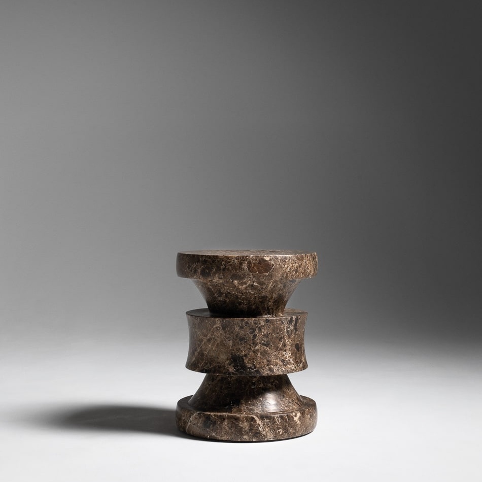 Barth Stool by Le Berre Vevaud, Emperador brown marble