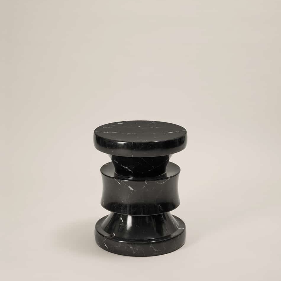 Barth Stool by Le Berre Vevaud, Marquina black marble